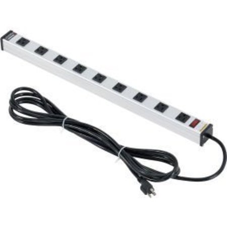 GLOBAL EQUIPMENT Global Industrial„¢ Power Strip, 9 Outlets, 15A, 25"L, 15' Cord LTS-25-9-15FT